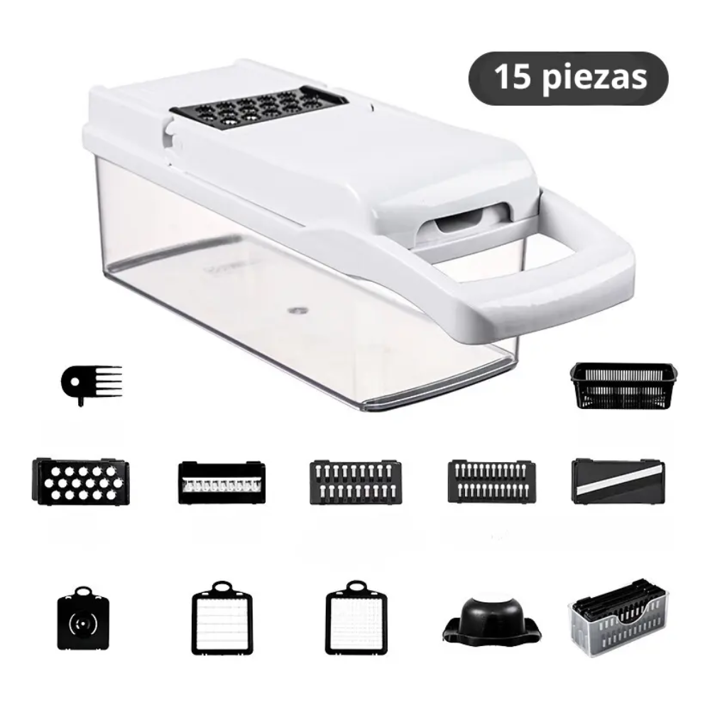Cortador Picador Rallador Cocina Multiuso De Verduras 15 Piezas