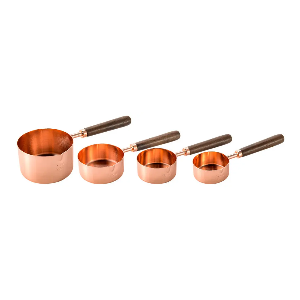 Set 4 Tazas Cucharas Medidoras Acero Inoxidable Elegante