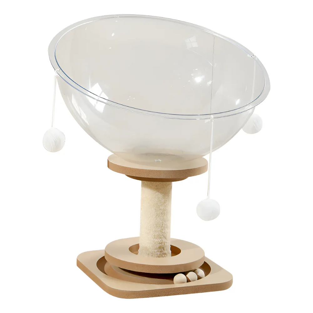 Cama Gatos Transparente Cápsula Altura Interactiva Esfera Rascador