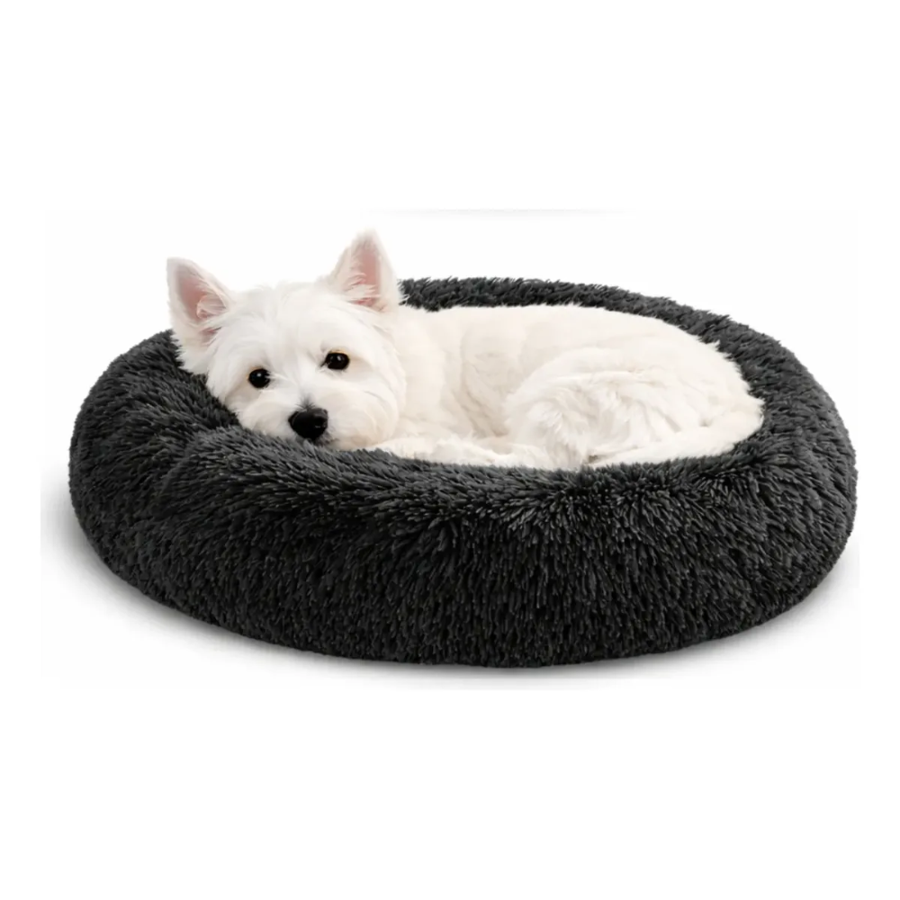 Cama Redonda Peludita Perros Antiestrés Cómoda Lavable 60cm