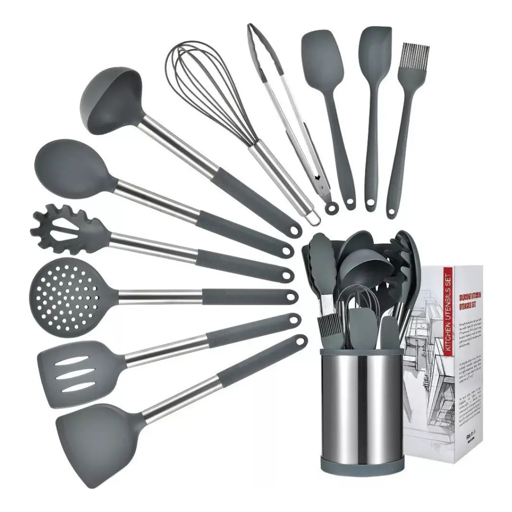 Set De Utensilios Cocina Silicona Con Base Giratoria 12 Piezas