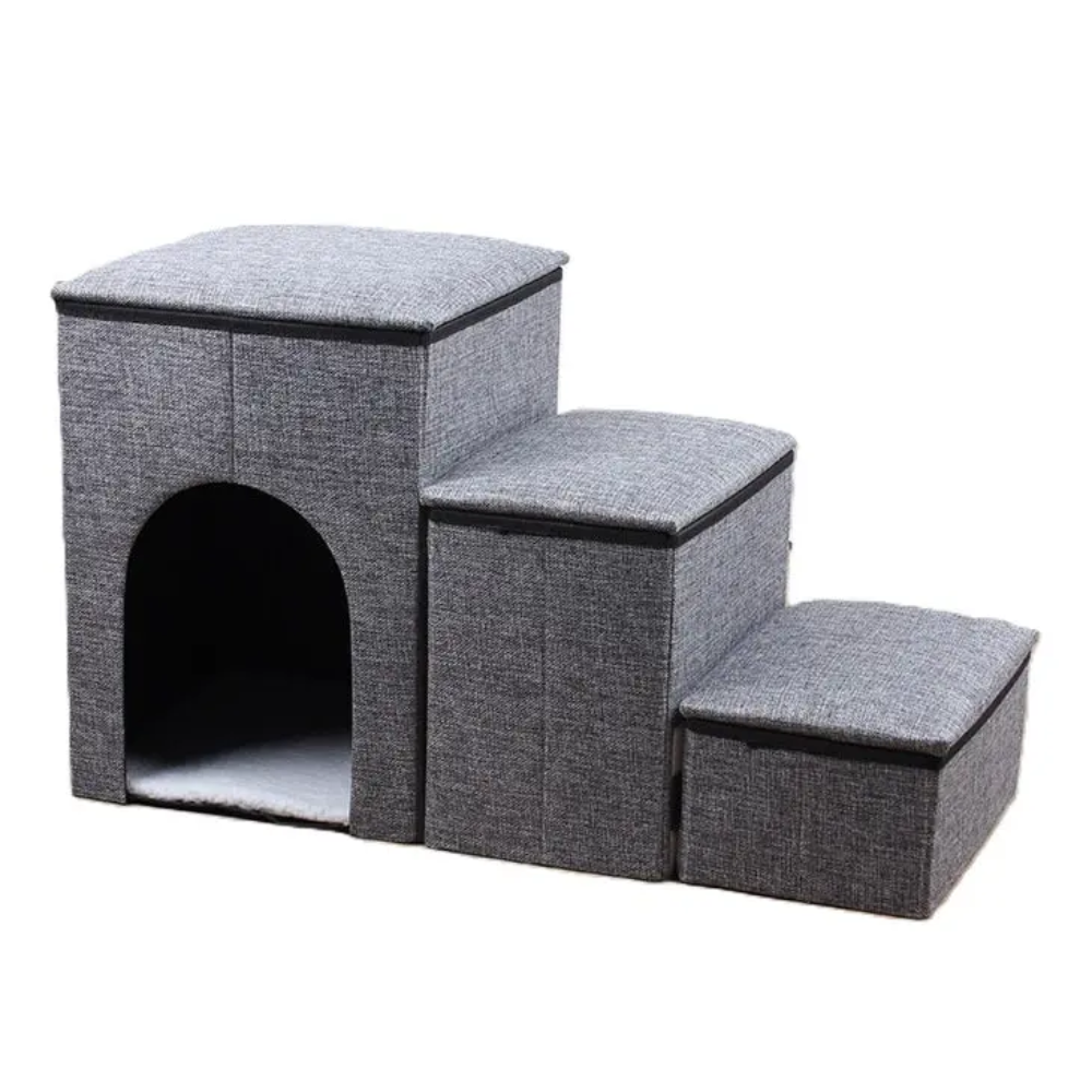 Cama y Escalera 2 En 1 Acolchada Para Mascota Plegable