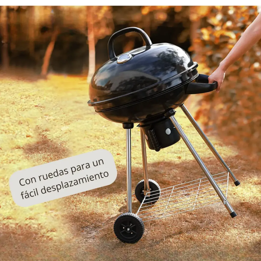 Parrilla A Carbón Con Cenicero Y Ruedas Portátil KY22022E