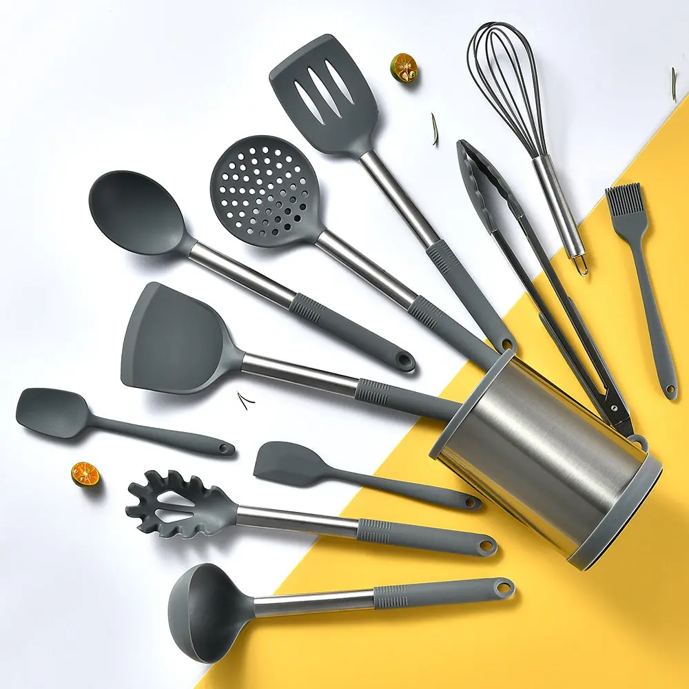 Set De Utensilios Cocina Silicona Con Base Giratoria 12 Piezas