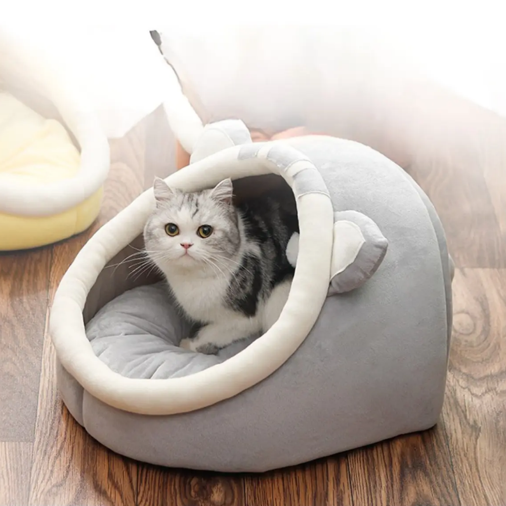 Cama Casa Mascotas Gatos Acolchada Suave Orejitas Tutomichi