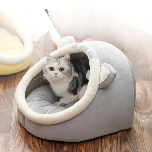 Cama Casa Mascotas Gatos Acolchada Suave Orejitas Tutomichi