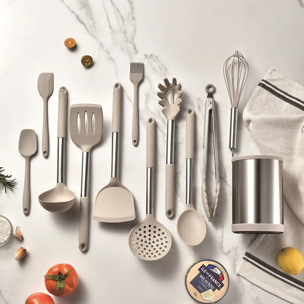 Set De Utensilios Cocina Silicona Con Base Giratoria 12 Piezas