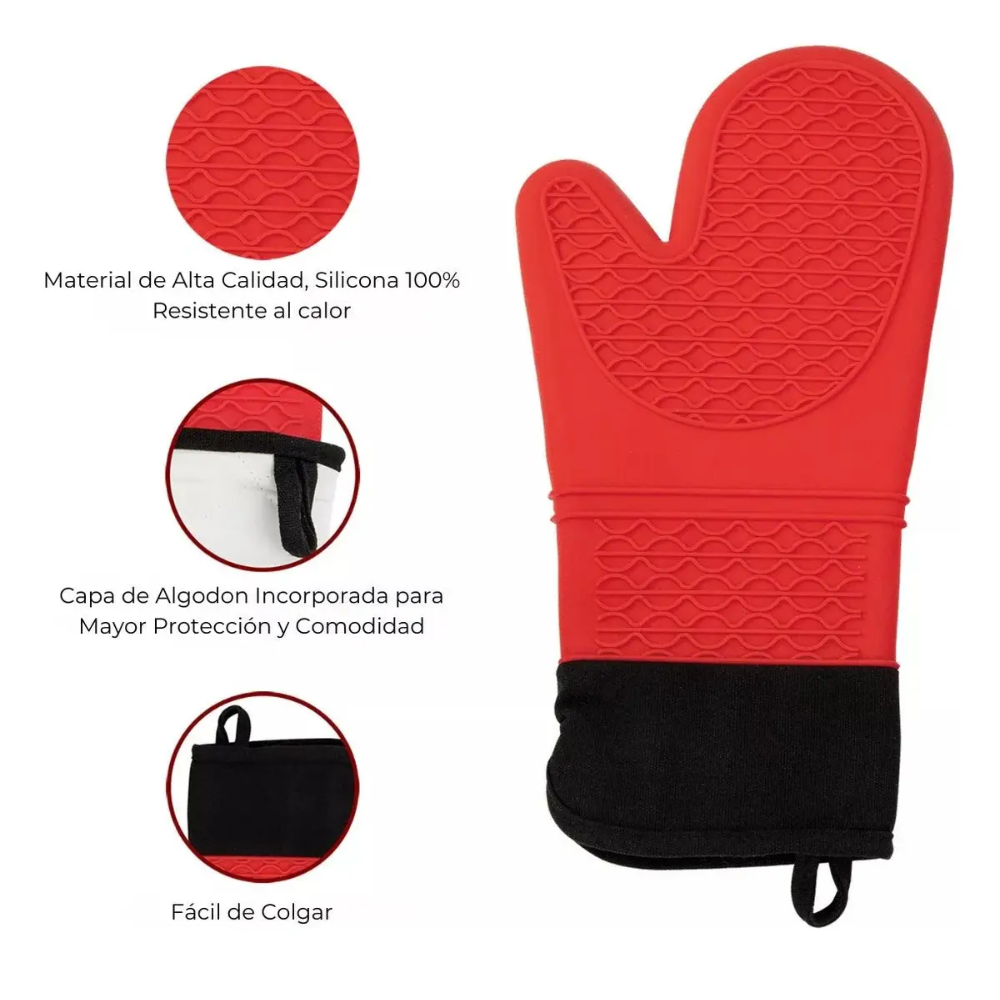 Kit Guantes De Silicona Térmicos y Pads Para Cocina