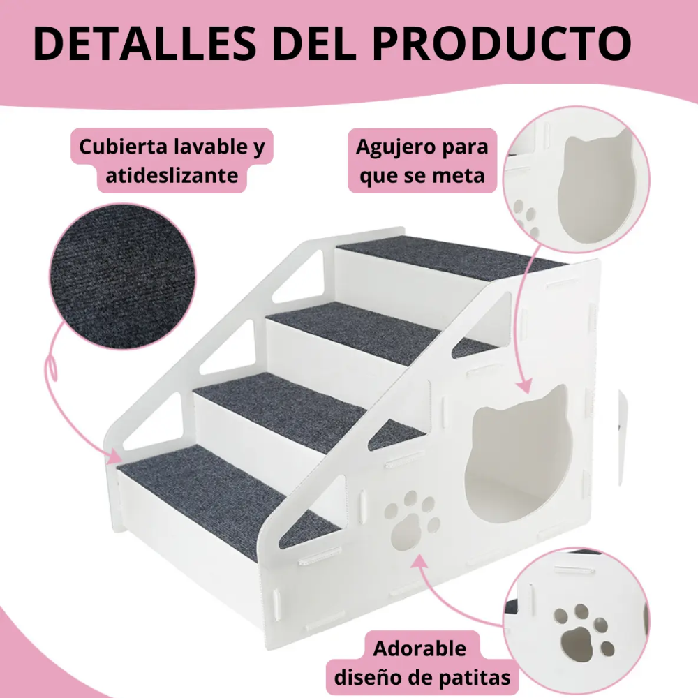 Escalera Para Mascotas Perro Gato 4 Escalones 42cm