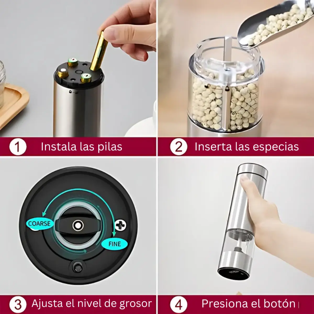 Molinillo Eléctrico Automático De Sal y Pimienta a Pila