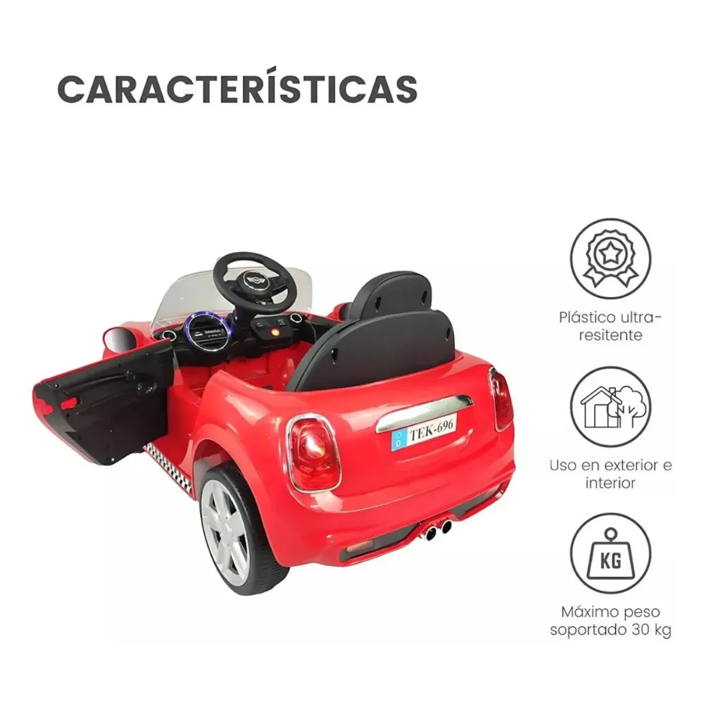Auto Eléctrico Control Remoto Mini Cooper Niños Música Luces