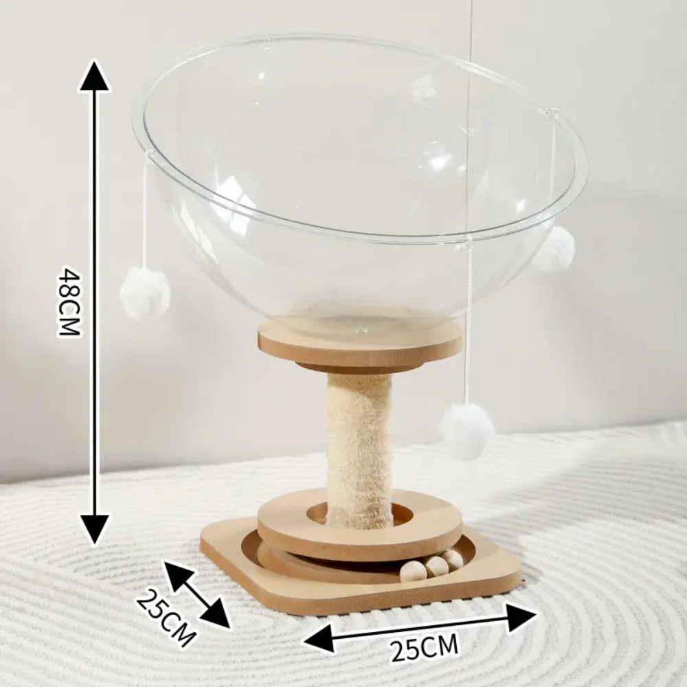 Cama Gatos Transparente Cápsula Altura Interactiva Esfera Rascador