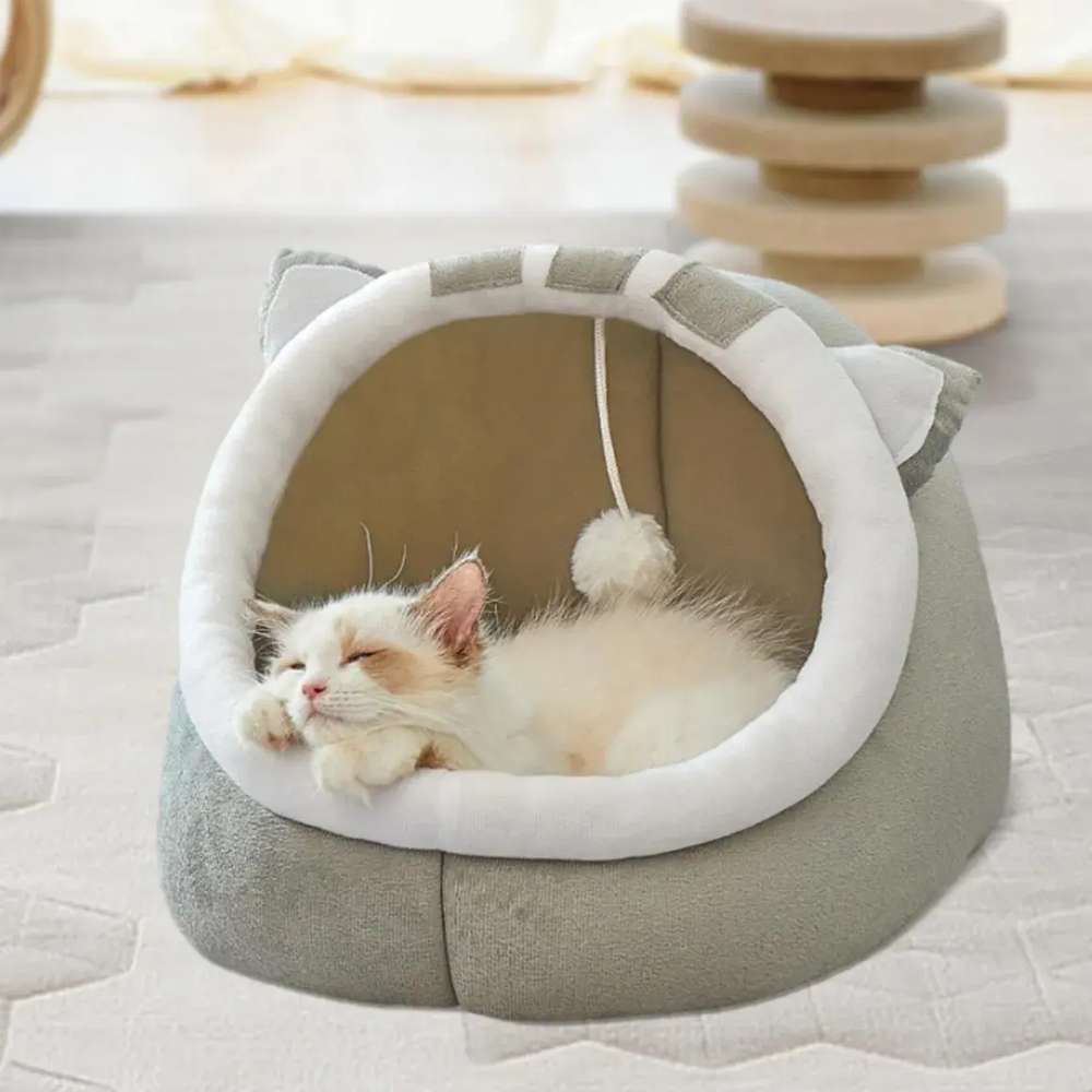 Cama Casa Mascotas Gatos Acolchada Suave Orejitas Tutomichi