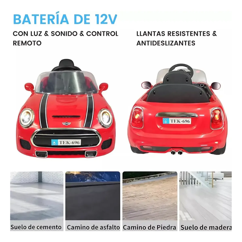 Auto Eléctrico Control Remoto Mini Cooper Niños Música Luces