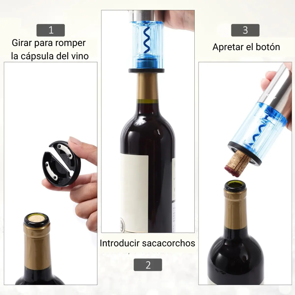 Destapador De Vino Sacacorchos USB-C Acero Inoxidable