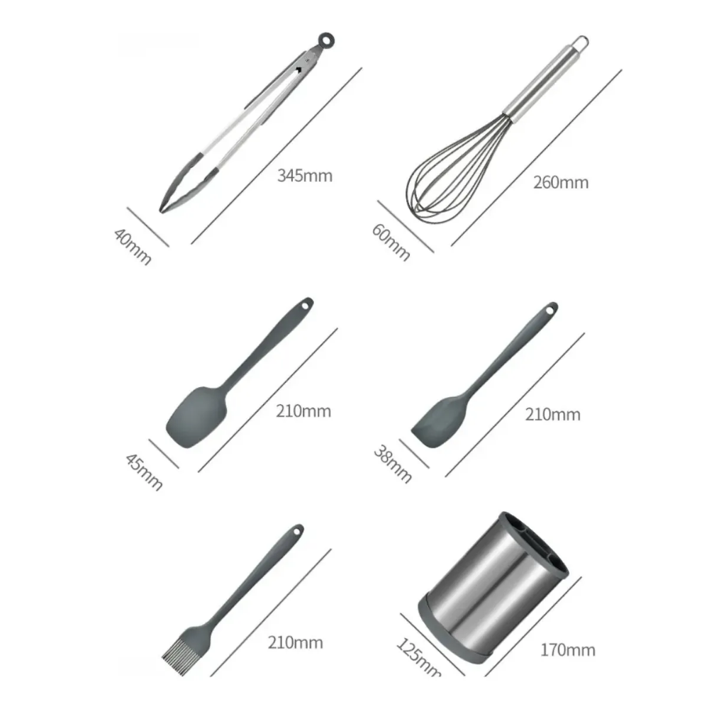 Set De Utensilios Cocina Silicona Con Base Giratoria 12 Piezas