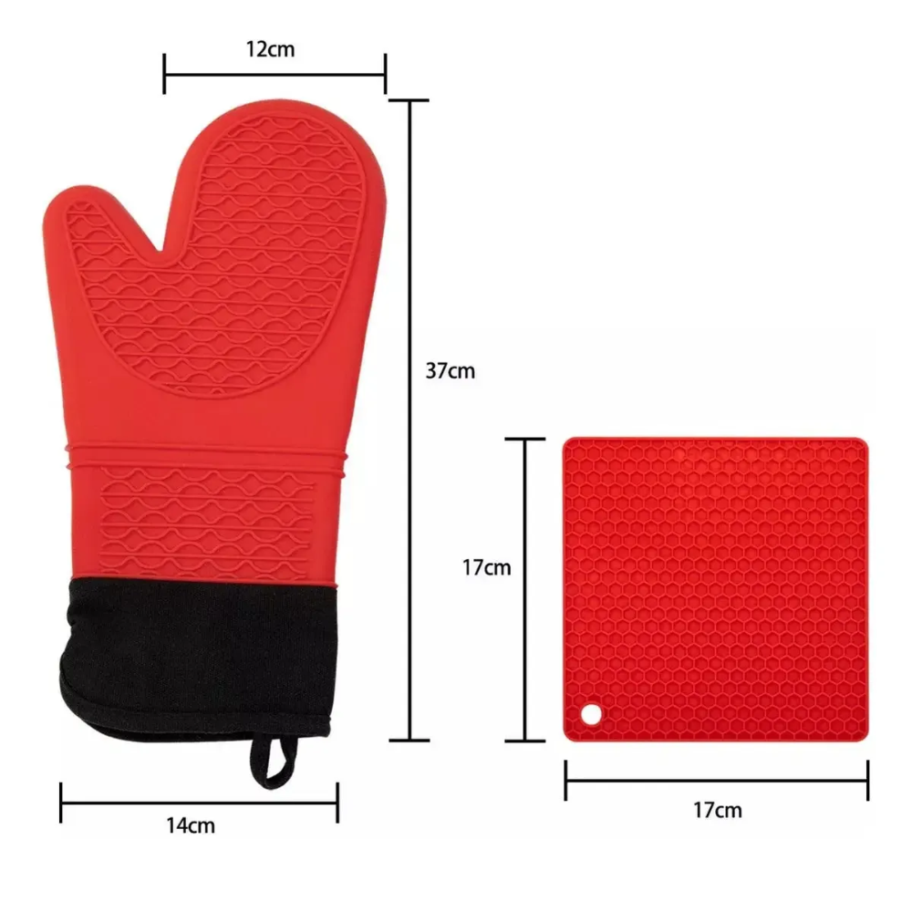 Kit Guantes De Silicona Térmicos y Pads Para Cocina