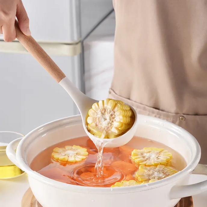 Juego De Utensilios De Cocina Silicona Mango Madera 19 Piezas