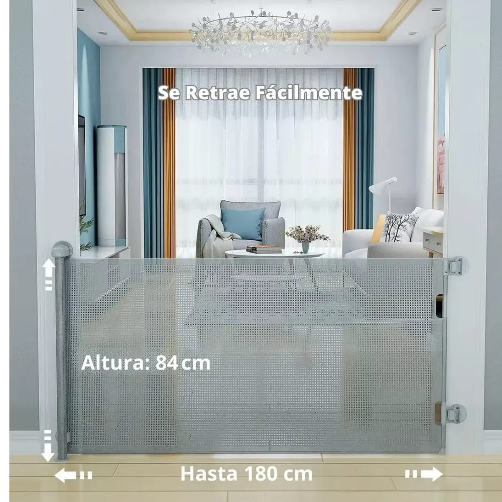 Puerta De Seguridad Bebés Mascotas Retráctil 180cm Babybond