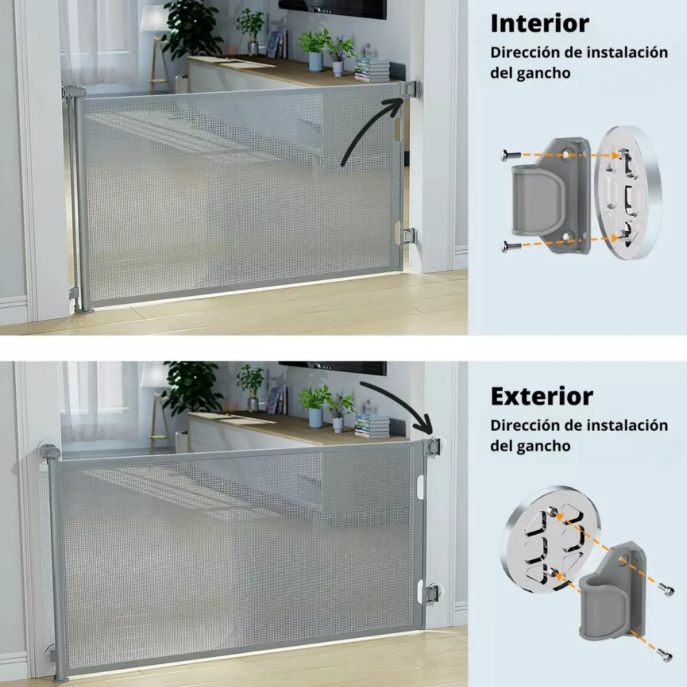 Puerta De Seguridad Bebés Mascotas Retráctil 180cm Babybond