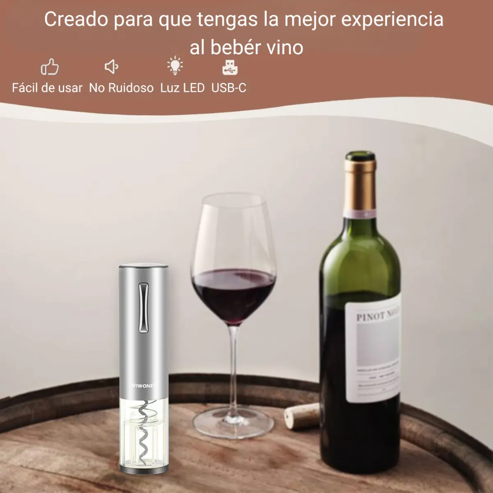 Destapador De Vino Sacacorchos USB-C Acero Inoxidable