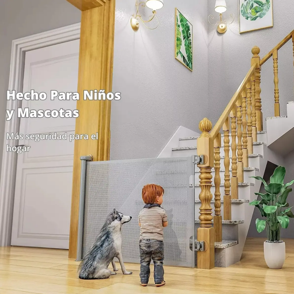 Puerta De Seguridad Bebés Mascotas Retráctil 180cm Babybond