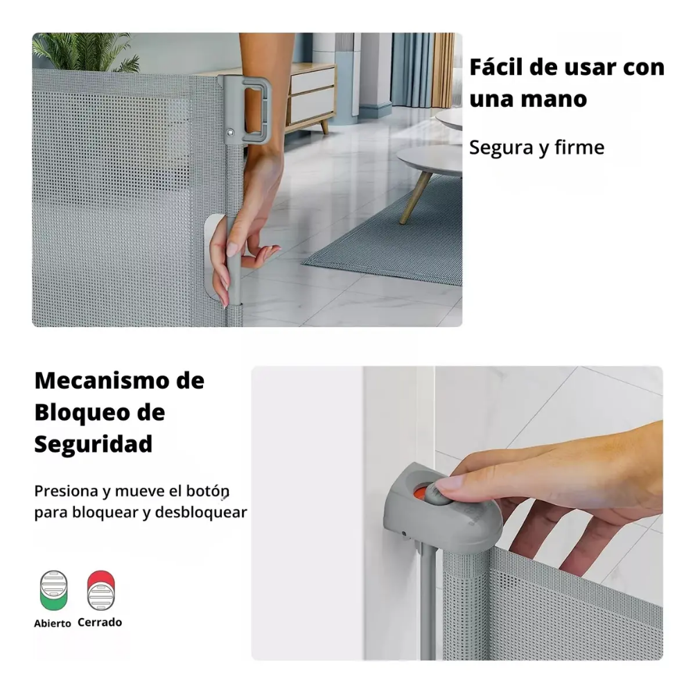 Puerta De Seguridad Bebés Mascotas Retráctil 180cm Babybond