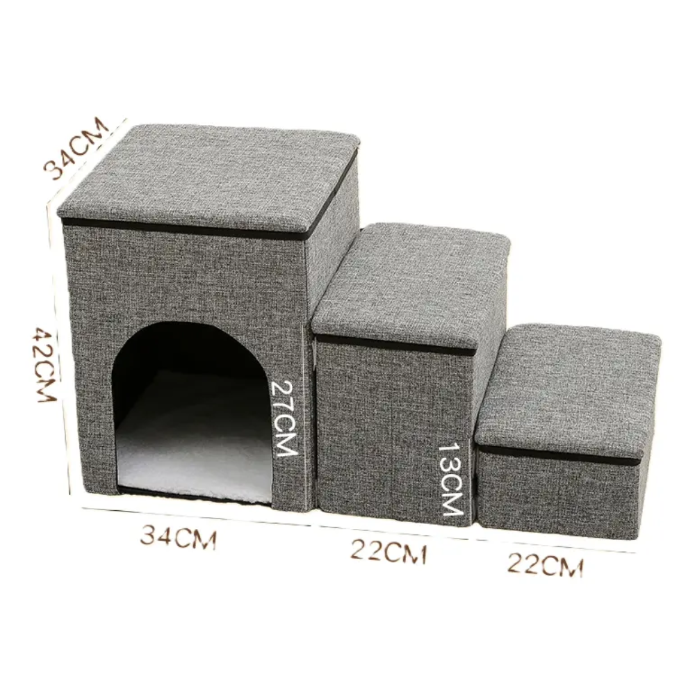 Cama y Escalera 2 En 1 Acolchada Para Mascota Plegable