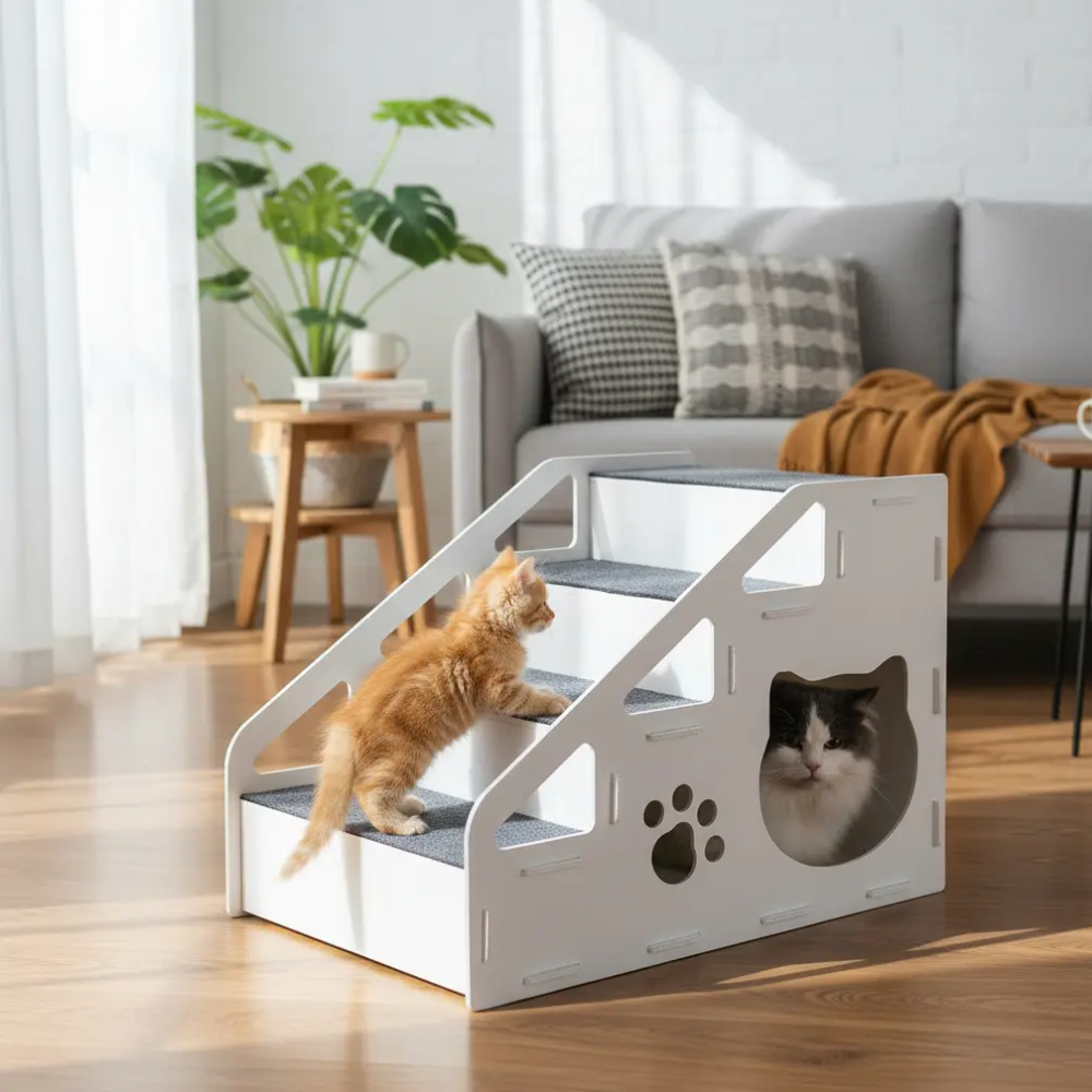 Escalera Para Mascotas Perro Gato 4 Escalones 42cm