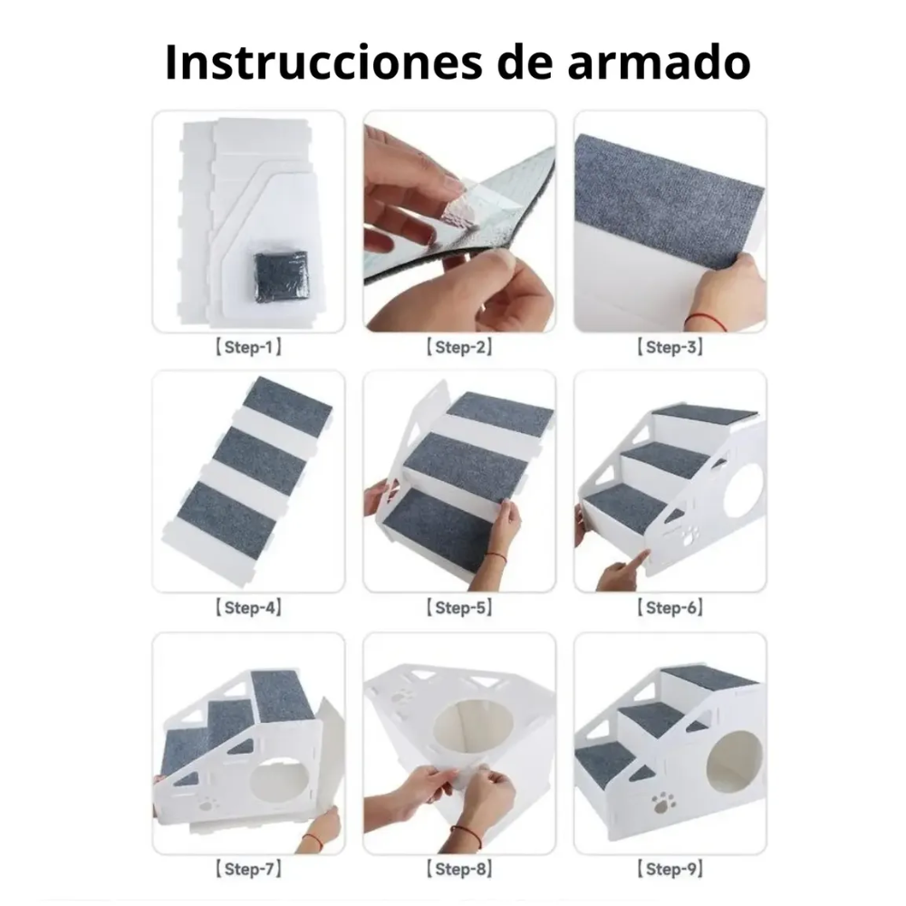 Escalera Para Mascotas Perro Gato 4 Escalones 42cm